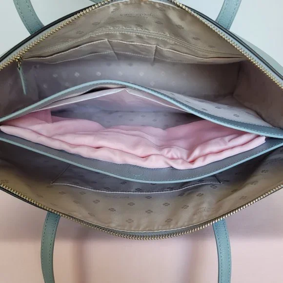 KATE SPADE All Day Crossgrain Leather Top-zip Large Tote- Ocean Beach color πβ - Picture 12 of 16